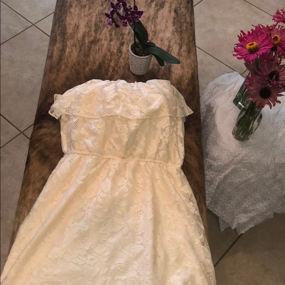 Cream Lacey strapless dress